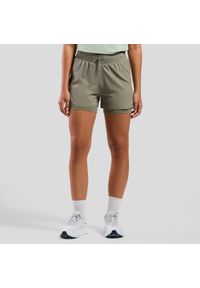 Spodenki damskie Odlo ZEROWEIGHT 3 INCH 2-in-1 short. Kolor: zielony. Sport: bieganie