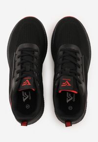 Born2be - Czarno-Czerwone Buty Sportowe Sneakersy z Ozdobnym Paskiem z Boku Damamene. Okazja: na co dzień. Zapięcie: pasek. Kolor: czarny. Materiał: jeans, dresówka #4