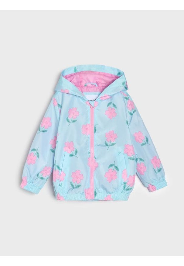 Sinsay - Kurtka przeciwdeszczowa ze wzorem - błękitny. Kolor: niebieski