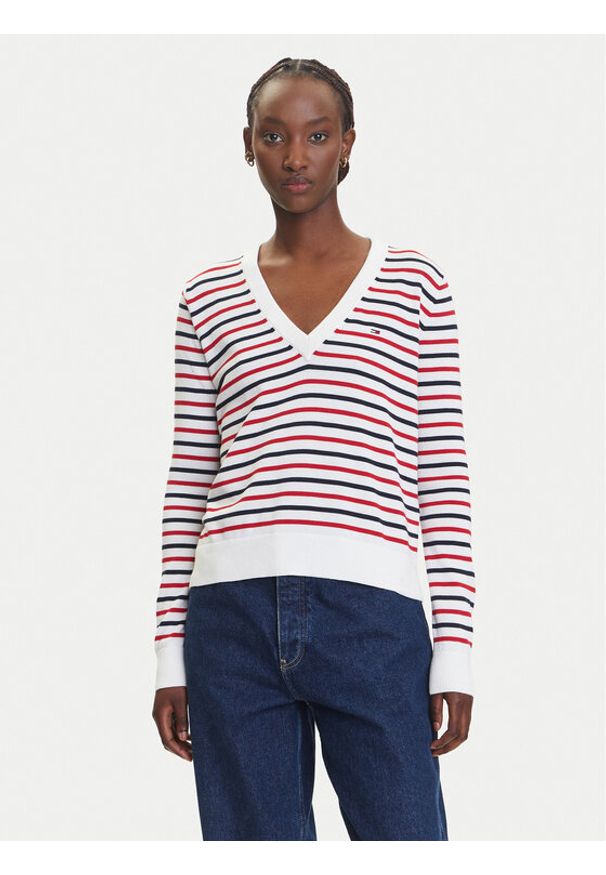 Tommy Jeans Sweter Essential DW0DW19888 Kolorowy Regular Fit. Materiał: bawełna. Wzór: kolorowy