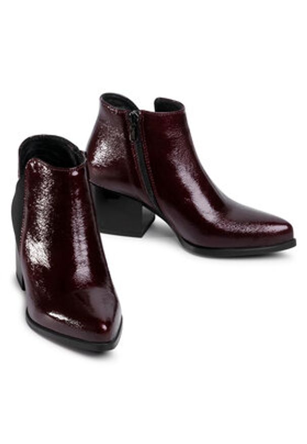 Lasocki Botki 70814-01 Bordowy. Kolor: czerwony. Materiał: lakier, skóra