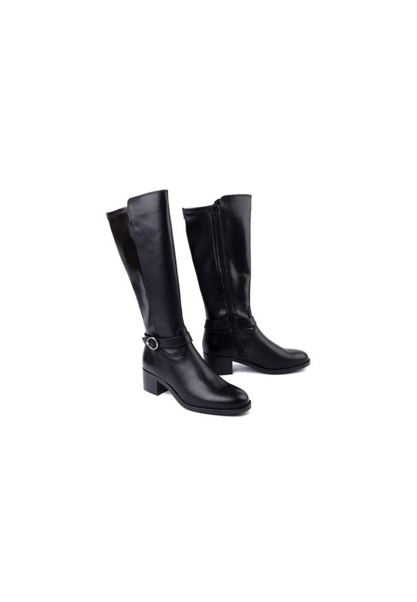 Tamaris - TAMARIS 1-25537-41 001 black, kozaki damskie. Zapięcie: zamek. Kolor: czarny. Obcas: na obcasie. Wysokość obcasa: średni