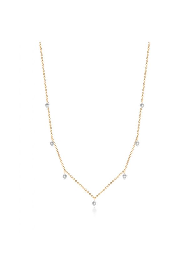 W.KRUK Zjawiskowy Naszyjnik - złoto 375, Diament 0,06ct - ZSJ/NB+260K. Materiał: złote. Kolor: złoty. Wzór: ze splotem. Kamień szlachetny: diament