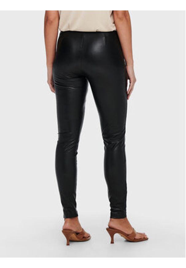 only - ONLY Legginsy Jessie 15231825 Czarny Slim Fit. Kolor: czarny. Materiał: skóra