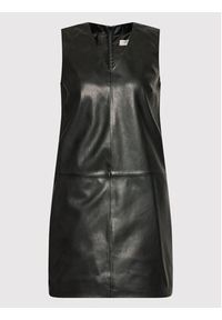 Trussardi Jeans - Trussardi Sukienka z imitacji skóry 56D00572 Czarny Regular Fit. Kolor: czarny. Materiał: syntetyk, skóra
