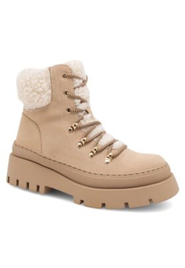 DeeZee Trzewiki Queenie WS6151-03 Beżowy. Kolor: beżowy. Materiał: skóra