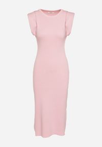 Born2be - Różowa Sukienka Bodycon z Prążkowanej Dzianiny z Rozcięciem Roleria. Okazja: na co dzień. Kolor: różowy. Materiał: dzianina, prążkowany. Długość rękawa: bez rękawów. Typ sukienki: bodycon. Styl: casual, elegancki #3