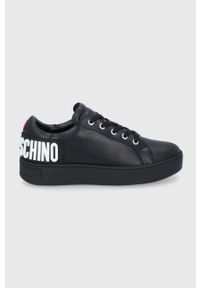 Love Moschino - Buty skórzane. Nosek buta: okrągły. Zapięcie: sznurówki. Kolor: czarny. Materiał: skóra. Obcas: na platformie
