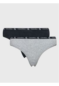 Calvin Klein Underwear Komplet 2 par stringów 000QD3990E Kolorowy. Materiał: bawełna. Wzór: kolorowy #1