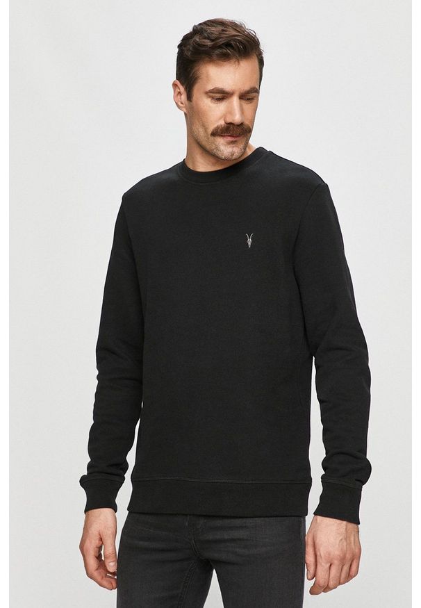 AllSaints - Bluza Raven Crew. Okazja: na co dzień. Kolor: czarny. Materiał: dzianina. Wzór: gładki. Styl: casual