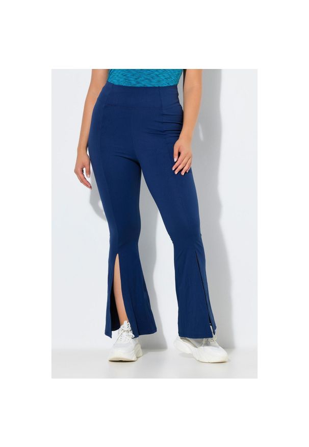 ULLA POPKEN - Damskie Legginsy funkcyjne rozszerzane nogawki kieszeń zapinana na zamek. Kolekcja: plus size. Kolor: niebieski. Materiał: poliester, elastan, materiał. Sport: joga i pilates