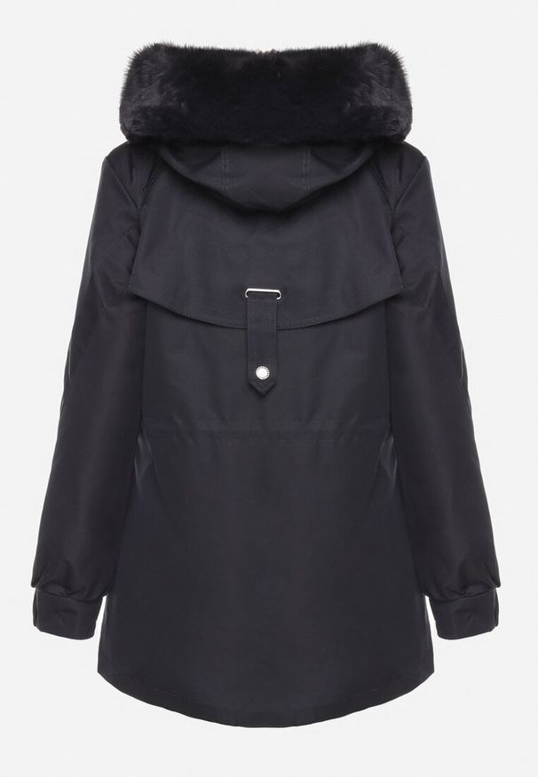 Born2be - Granatowa Kurtka Parka z Odpinanym Futerkowym Obszyciem przy Kapturze Inelithrae. Kolor: niebieski. Materiał: tkanina. Sezon: zima