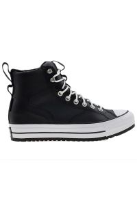 Buty męskie Converse Chuck Taylor All Star Hiker Boot A13233C - czarne. Wysokość cholewki: przed kolano. Zapięcie: sznurówki. Kolor: czarny. Materiał: syntetyk, skóra. Szerokość cholewki: normalna. Model: Converse All Star