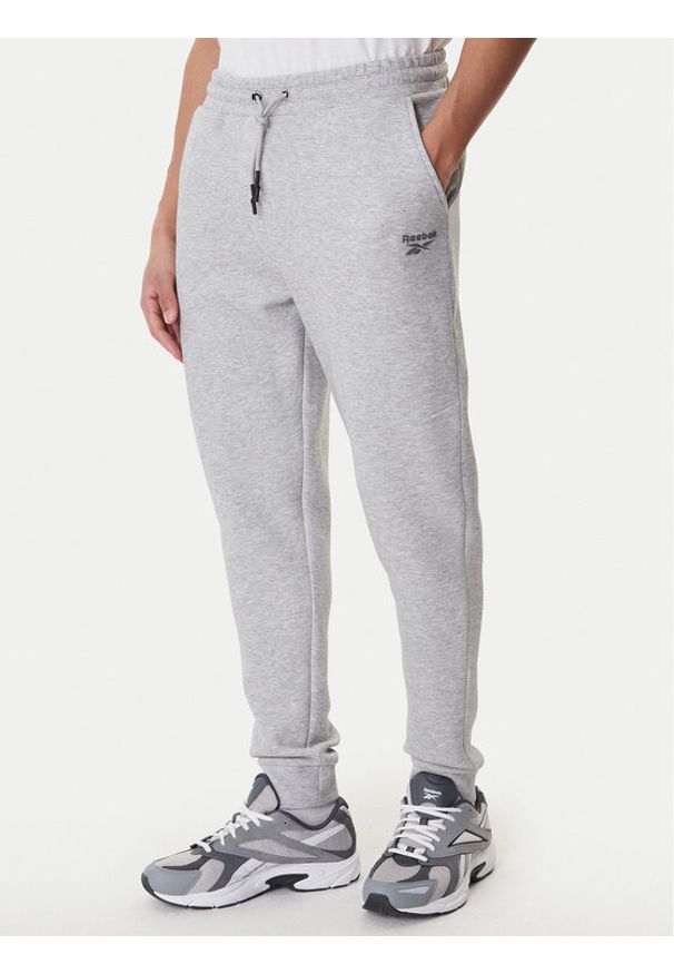 Reebok Spodnie dresowe Azaz RK25549CCM Szary Slim Fit. Kolor: szary. Materiał: syntetyk, bawełna