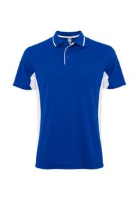 ROLY - Sportowa Koszulka Polo Z Krótkim Rękawem Dla Dorosłych Unisex Montmelo. Typ kołnierza: polo. Kolor: niebieski, wielokolorowy, biały. Długość rękawa: krótki rękaw. Długość: krótkie. Styl: sportowy