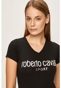 ROBERTO CAVALLI SPORT - Roberto Cavalli Sport - T-shirt. Okazja: na co dzień. Kolor: czarny. Materiał: bawełna, dzianina, elastan. Wzór: nadruk. Styl: sportowy #3