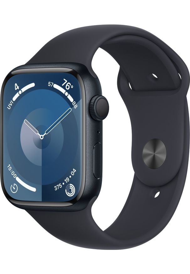 APPLE - Smartwatch Apple Watch 9 45mm GPS Midnight Alu Sport S/M Granatowy (MR993QP/A). Rodzaj zegarka: smartwatch. Kolor: niebieski. Styl: sportowy