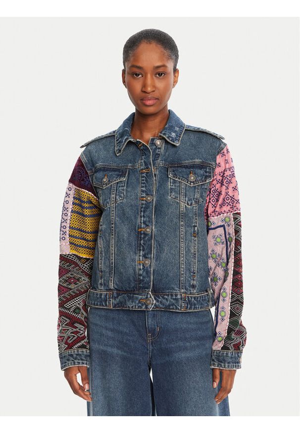 Desigual Kurtka jeansowa Etnic 25WWED14 Kolorowy Regular Fit. Materiał: bawełna. Wzór: kolorowy