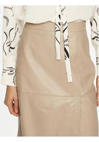 Marella Spódnica skórzana Bambino 2513401011 Écru Regular Fit. Materiał: skóra #3