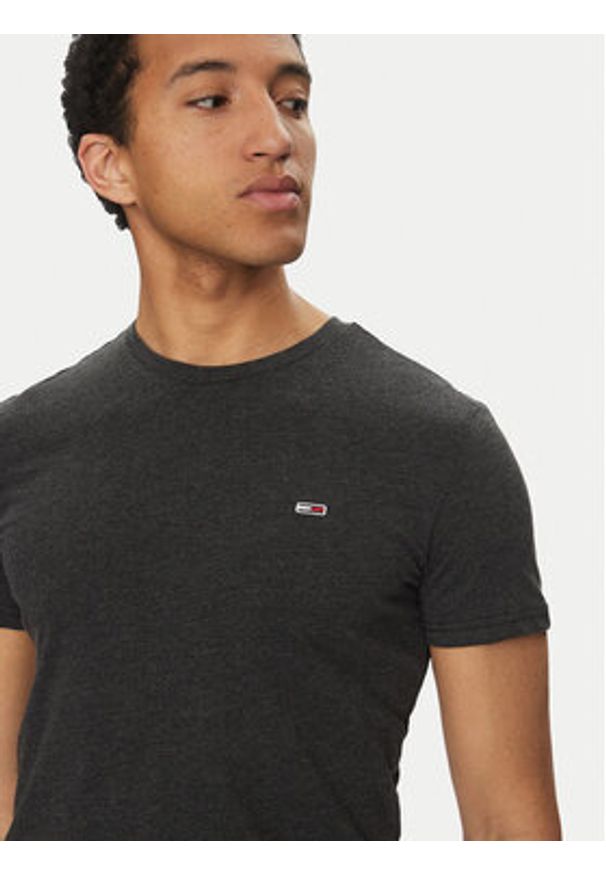 Tommy Jeans T-Shirt Jaspe DM0DM20363 Czarny Slim Fit. Kolor: czarny. Materiał: bawełna
