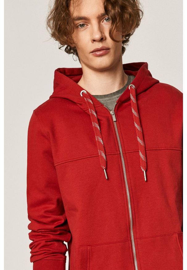 medicine - Medicine - Bluza Basic. Okazja: na co dzień. Typ kołnierza: kaptur. Kolor: czerwony. Materiał: dzianina. Wzór: gładki. Styl: casual