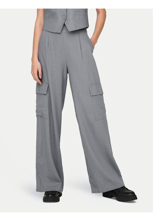 JDY Spodnie materiałowe Say 15325001 Szary Wide Leg. Kolor: szary. Materiał: len