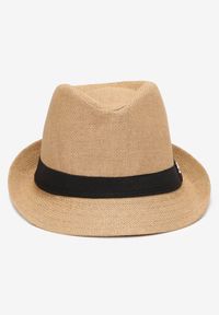 Born2be - Beżowa Pleciony Kapelusz Fedora z Kontrastową Taśmą Zanatia. Kolor: beżowy
