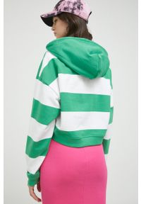 Tommy Jeans bluza bawełniana damska kolor zielony z kapturem wzorzysta. Typ kołnierza: kaptur. Kolor: zielony. Materiał: bawełna. Długość: krótkie. Wzór: aplikacja #6