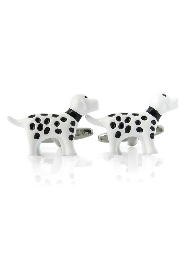 Modini - Białe spinki do mankietów psy, dalmatyńczyki A210. Kolor: biały