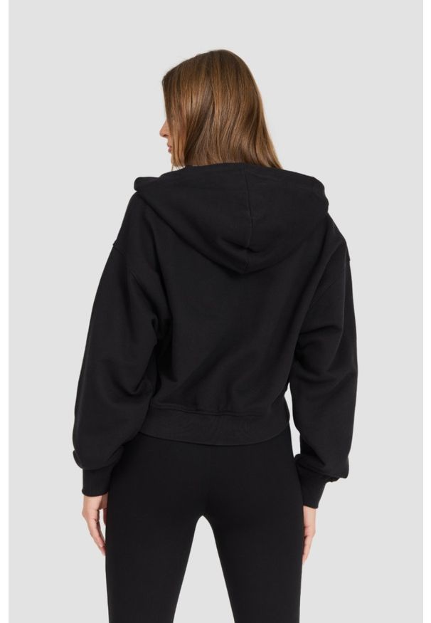 Calvin Klein - CALVIN KLEIN Czarna damska rozpinana bluza z kapturem, Rozmiar L. Okazja: na co dzień. Typ kołnierza: kaptur. Kolor: czarny. Materiał: bawełna. Długość rękawa: długi rękaw. Długość: długie. Styl: casual, klasyczny