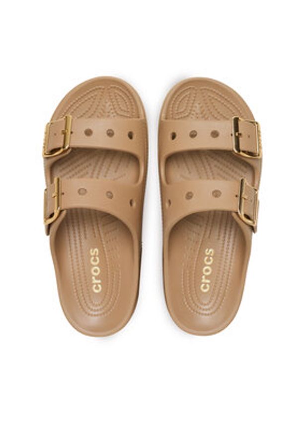 Crocs Klapki Saturday Sandal Metallic Buckle 213316 Brązowy. Kolor: brązowy