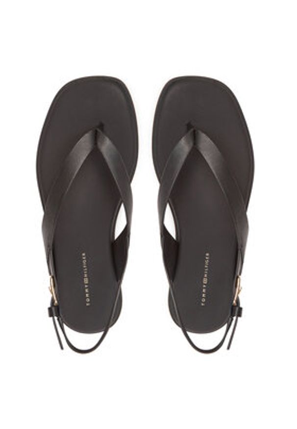 TOMMY HILFIGER - Tommy Hilfiger Sandały Color Block Thong Flat Sandal FW0FW08883 Czarny. Kolor: czarny. Materiał: skóra