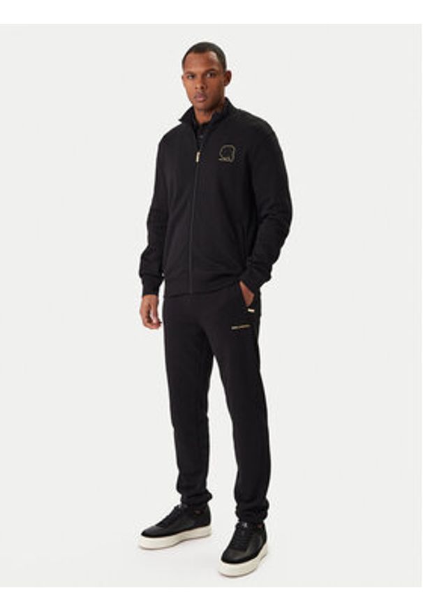 Karl Lagerfeld - KARL LAGERFELD Bluza 705004 561910 Czarny Regular Fit. Typ kołnierza: dekolt w karo. Kolor: czarny. Materiał: bawełna