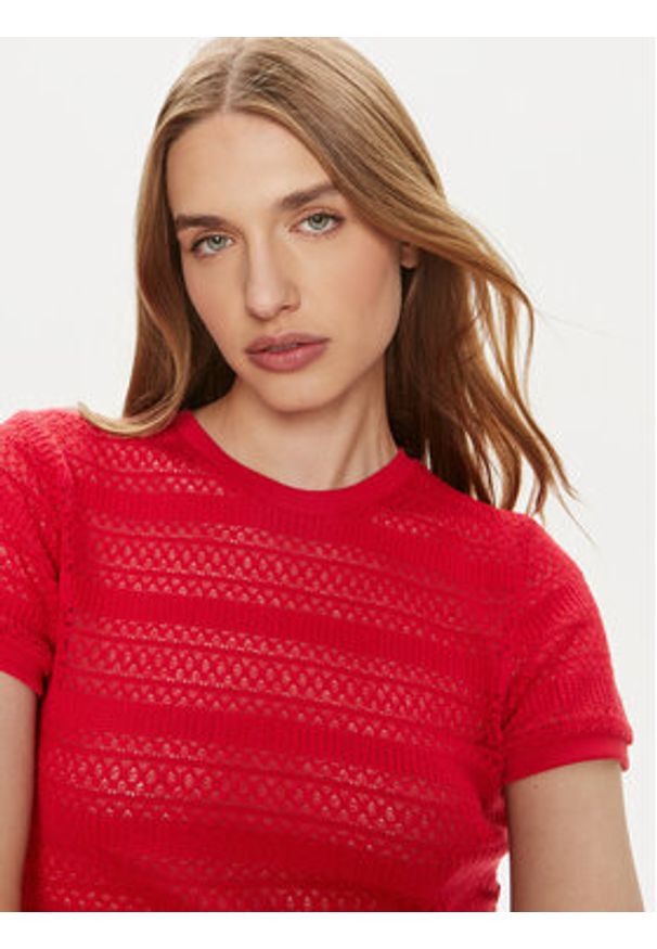 Pieces T-Shirt Agda 17148867 Czerwony Loose Fit. Kolor: czerwony. Materiał: bawełna
