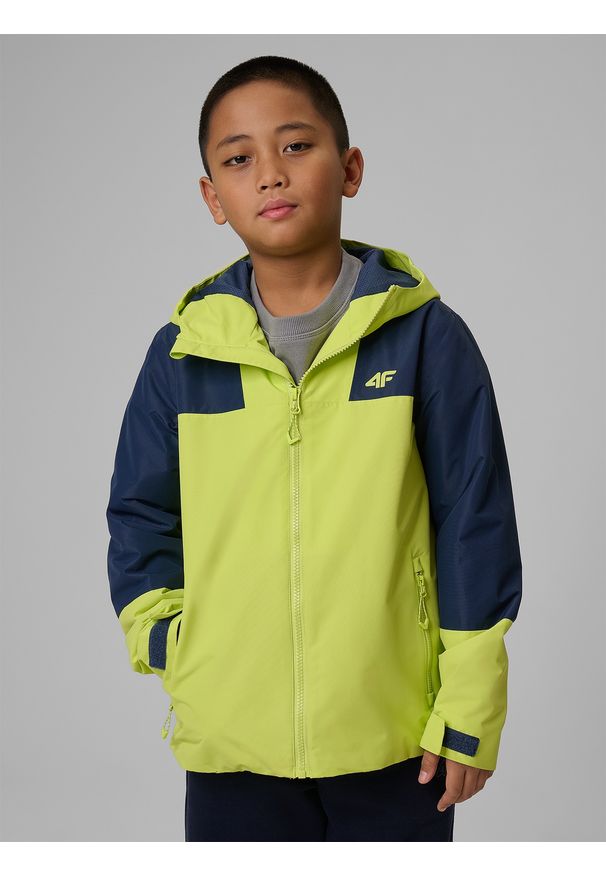 4f - 4F Kurtka przejściowa membrana 5000 chłopięca - zielona 140 (9-10 lat). Okazja: na co dzień. Kolor: zielony. Sezon: lato. Styl: casual