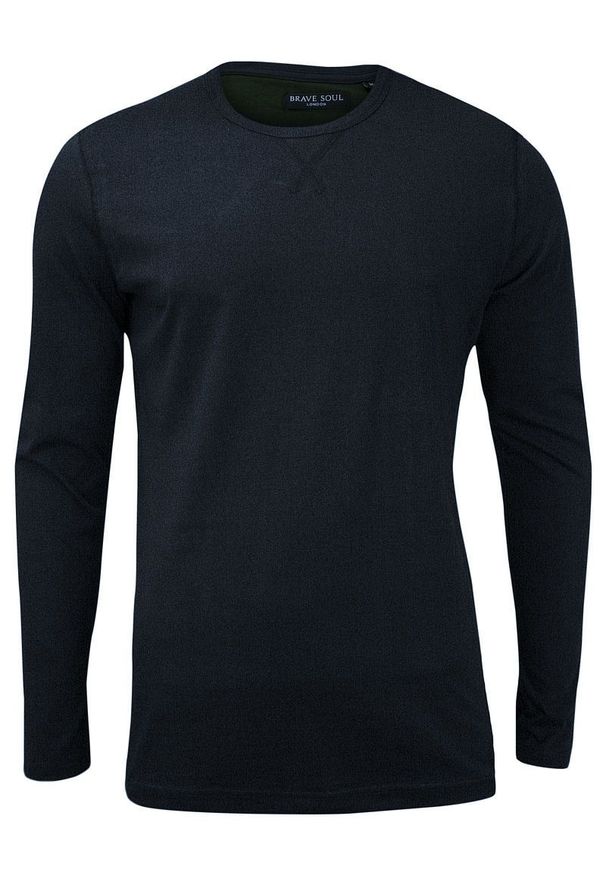 Brave Soul - Koszulka Granatowa z Długim Rękawem, Longsleeve, T-shirt Męski -BRAVE SOUL. Okazja: na co dzień. Kolor: niebieski. Materiał: bawełna. Długość rękawa: długi rękaw. Długość: długie. Styl: casual