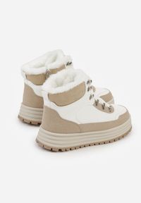 Born2be - Białe Sneakersy na Grubej Podeszwie z Futerkiem Alweda. Okazja: na co dzień. Kolor: biały. Materiał: futro #7