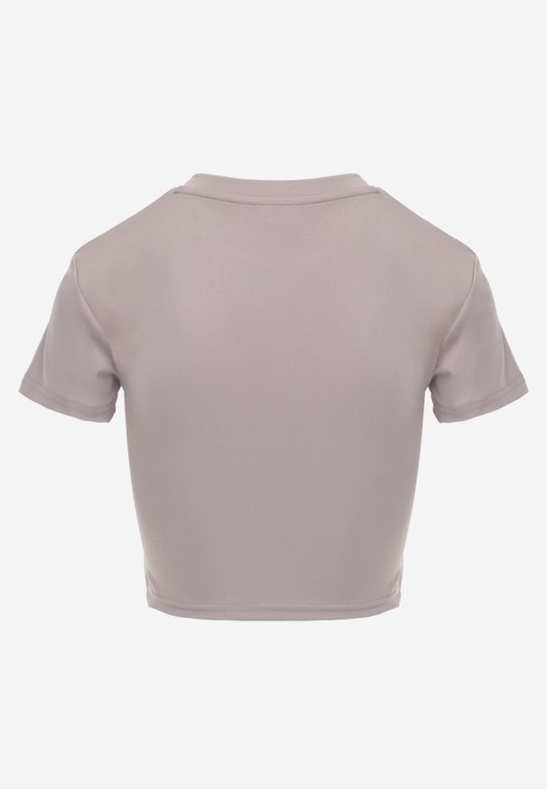 Born2be - Jasnoszary Krótki T-shirt w Stylu Basic z Minimalistycznym Nadrukiem Orithana. Okazja: na co dzień. Kolor: szary. Materiał: jeans. Długość: krótkie. Wzór: nadruk. Styl: casual, sportowy