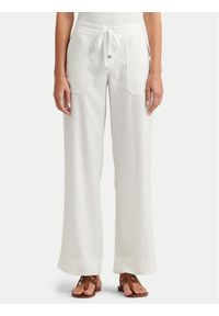 Lauren Ralph Lauren Spodnie materiałowe 200735138001 Biały Wide Leg. Kolor: biały. Materiał: len #1
