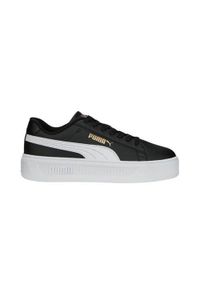 Buty do chodzenia damskie Puma Smash Platform V3. Zapięcie: sznurówki. Kolor: czarny. Materiał: skóra, materiał, tkanina, guma, syntetyk. Szerokość cholewki: normalna. Obcas: na platformie. Sport: turystyka piesza