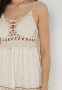 Born2be - Jasnobeżowa Sukienka Chrysis. Kolor: beżowy. Materiał: tkanina, koronka, bawełna. Długość rękawa: na ramiączkach. Wzór: aplikacja, haft, koronka. Styl: boho. Długość: maxi #3