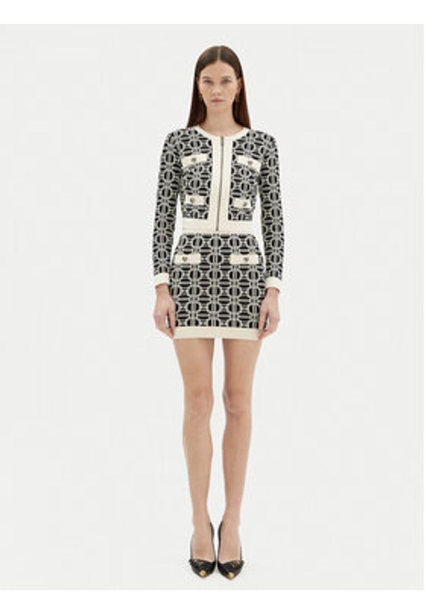 Elisabetta Franchi Kardigan MK-32B-47E2-V340 Czarny Regular Fit. Kolor: czarny. Materiał: wiskoza, syntetyk