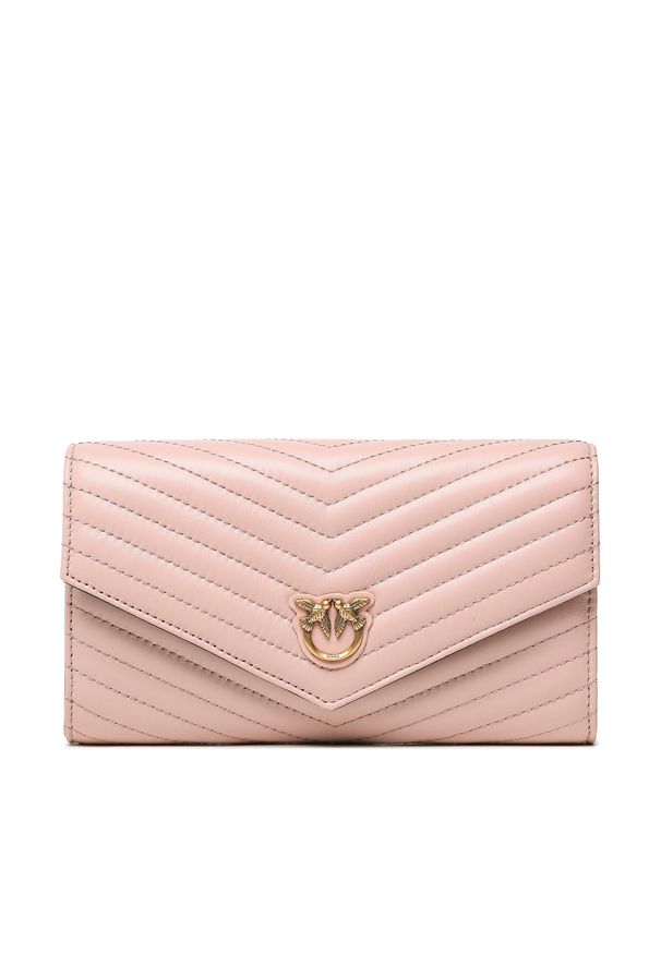 Duży Portfel Damski Pinko Compact Wallet L PE 23 PCPL 100882 A0GK Cipria O81Q. Kolor: różowy. Materiał: skóra