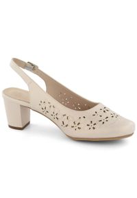 Sandały damskie pełne ażurowe beżowy perła Sergio Leone SK179. Kolor: beżowy. Wzór: ażurowy