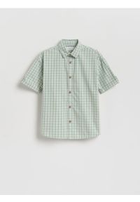 Reserved - Bawełniana koszula w kratę - zielony. Kolor: zielony. Materiał: bawełna #1