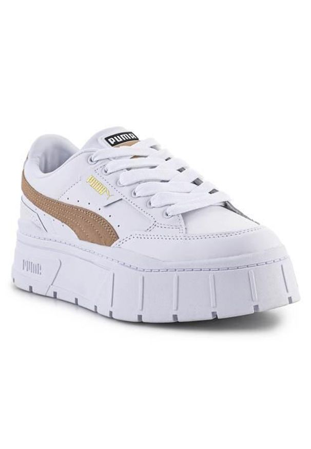 Buty do chodzenia damskie Puma mayze stack. Zapięcie: sznurówki. Kolor: biały, wielokolorowy, brązowy. Materiał: guma, skóra, tkanina, materiał, syntetyk. Szerokość cholewki: normalna. Sport: turystyka piesza