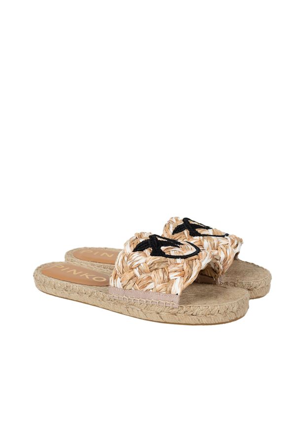 Pinko Espadryle "Greta" | 1H2115 Y866 | Kobieta | Biały, Beżowy. Kolor: biały, beżowy, wielokolorowy. Materiał: skóra, materiał. Sezon: lato. Styl: elegancki