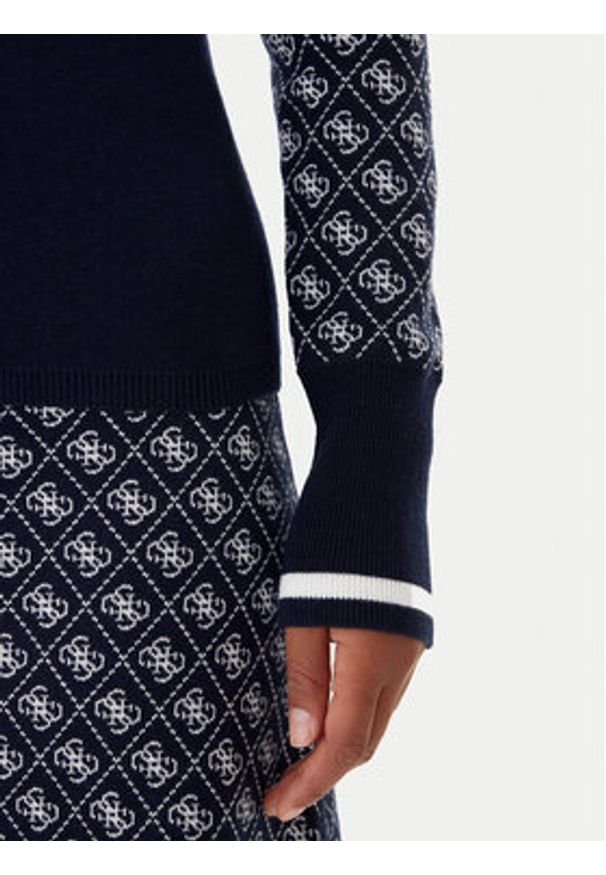 Guess Sweter W5BR24 Z3JD2 Granatowy Slim Fit. Kolor: niebieski. Materiał: syntetyk
