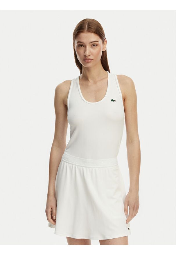 Lacoste Top TF0160 Biały Slim Fit. Kolor: biały. Materiał: syntetyk