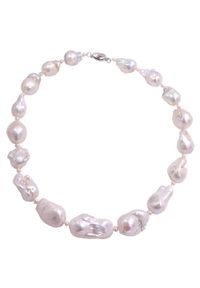 Braccatta - NOKO naszyjnik ogromne białe perły barokowe. Materiał: srebrne. Kolor: biały. Wzór: aplikacja. Kamień szlachetny: perła #1